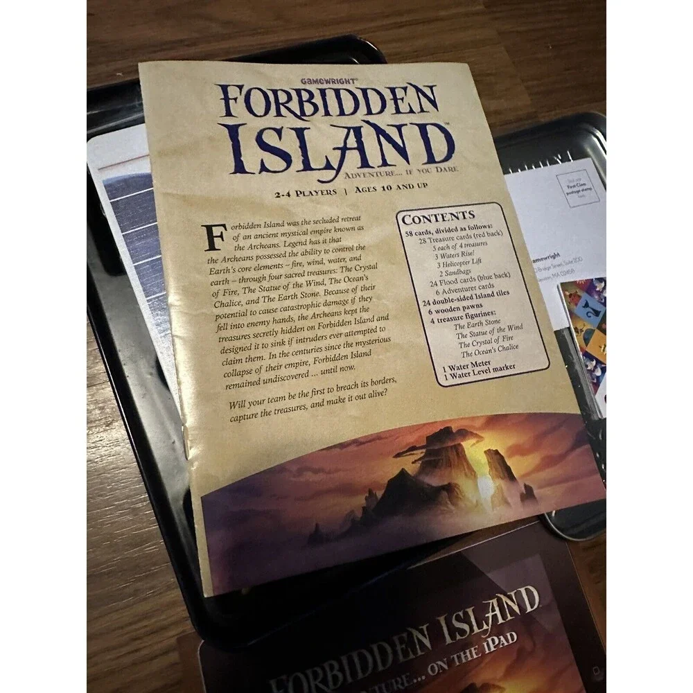 Forbidden Island Adventure Game COMPLETE Gamewright (2010) Card Playing Fantasy